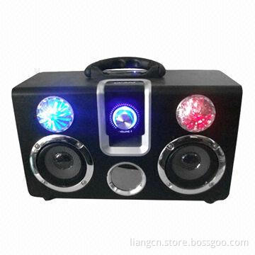Hot sale newest card wooden speakers with FM radio and flashlight